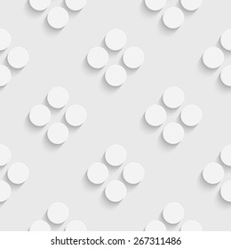 Seamless Circle Pattern. Vector Soft Background. Regular White Texture