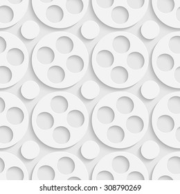 Seamless Circle Pattern. Vector Soft Background. Regular White Texture