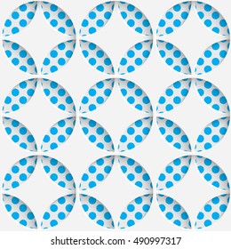 Seamless Circle Pattern. White and Blue Wrapping Background. Abstract Modern Graphic Design