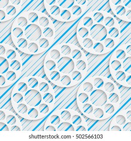 Seamless Circle Pattern. White and Blue Minimalistic Ornament. Geometric Decorative Wallpaper. Abstract Fashion Background. Print Graphic Design.