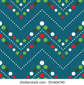 Seamless circle pattern. Zigzag pattern. Abstract Vector Background. Garlands of circles. Christmas Pattern. New year dark background. Polka dots wavy backdrop.Geometric Pattern.Vector Regular Texture