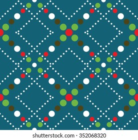 Seamless circle pattern. Zigzag pattern. Abstract Vector Background. Garlands of circles. Christmas Pattern. New year dark background. Polka dots wavy backdrop.Geometric Pattern.Vector Regular Texture