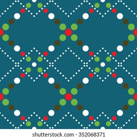 Seamless circle pattern. Zigzag pattern. Abstract Vector Background. Garlands of circles. Christmas Pattern. New year dark background. Polka dots wavy backdrop.Geometric Pattern.Vector Regular Texture