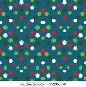 Seamless circle pattern. Zigzag pattern. Abstract Vector Background. Garlands of circles. Christmas Pattern. New year dark background. Polka dots wavy backdrop.Geometric Pattern.Vector Regular Texture