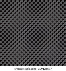 Seamless circle perforated black metal surface. Vector illustration
