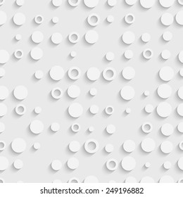 Seamless Circle and Ring Pattern. Vector Soft Background. Regular White Texture