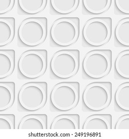 Seamless Circle and Ring Pattern. Vector Soft Background. Regular White Texture