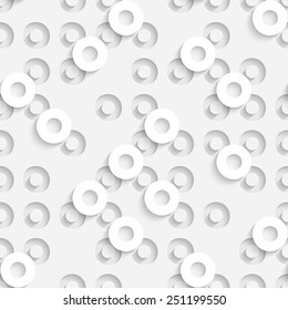 Seamless Circle and Ring Pattern. Vector Soft Background. Regular White Texture