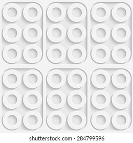 Seamless Circle and Ring Pattern. Vector Soft Background. Regular White Texture