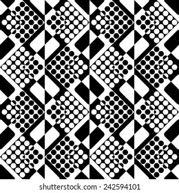 Seamless Circle and Square Background. Vector Monochrome Pattern