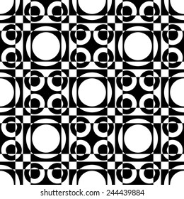 Seamless Circle and Square Pattern. Abstract Monochrome Background. Vector Regular Texture