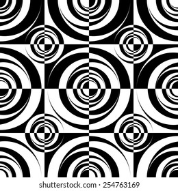 Seamless Circle and Square Pattern. Abstract Monochrome Background. Vector Regular Texture