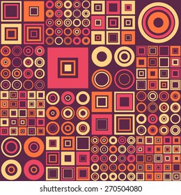 Seamless Circle and Square Pattern. Abstract Monochrome Background. Vector Regular Texture