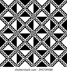   Seamless Circle and Square Pattern. Abstract Monochrome Background. Vector Regular Texture