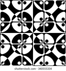 Seamless Circle, Square and Triangle Pattern. Vector Black and White Background