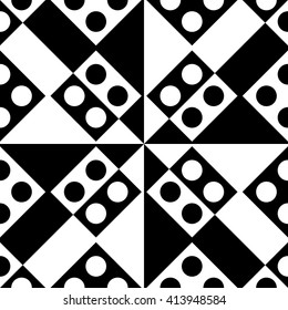 Seamless Circle, Square and Triangle Pattern. Vector Black and White Background