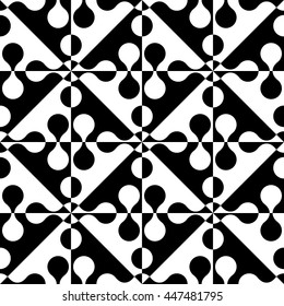 Seamless Circle, Square and Triangle Pattern. Vector Black and White Background