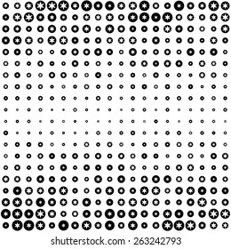 Seamless Circle and Star Pattern. Abstract Black and White Background. Vector Regular Texture