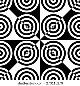 Seamless Circle and Triangle Background. Abstract Black and White Pattern