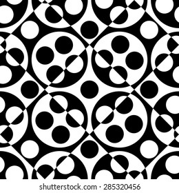 Seamless Circle and Triangle Background. Abstract Black and White Pattern