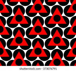 Seamless Circle and Triangle Pattern. Abstract Black and Red Background