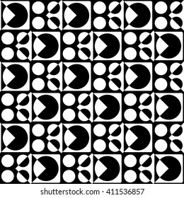 Seamless Circle and Triangle Pattern. Abstract Black and White Background