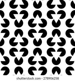 Seamless circle and triangle pattern. Vector black and white background
