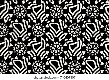 Seamless circle tribe pattern. Geometric ornament. Stylish background. Vector repeating texture