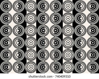 Seamless circle tribe pattern. Geometric ornament. Stylish background. Vector repeating texture