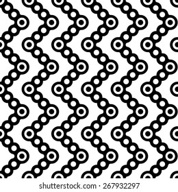 Seamless Circle and ZigZag Pattern. Abstract  Monochrome Background. Vector Regular Texture