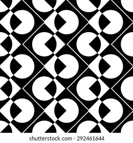 Seamless Circle and ZigZag Pattern. Abstract  Monochrome Background. Vector Regular Texture