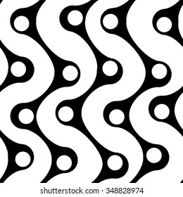 Seamless Circle and ZigZag Pattern. Abstract  Monochrome Background. Vector Regular Texture