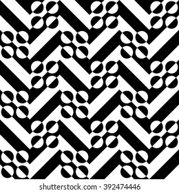 Seamless Circle and ZigZag Pattern. Abstract  Monochrome Background. Vector Regular Texture