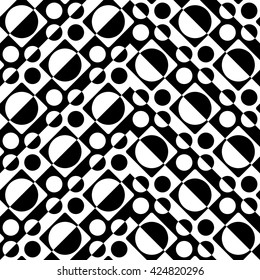 Seamless Circle and ZigZag Pattern. Abstract  Monochrome Background. Vector Regular Texture