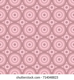 Seamless circles, abstract vector background, monotone screen print texture, seamless fabric print in dusty rose color