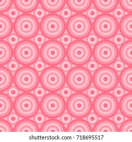 Seamless circles, seamless bubbles, abstract geo, geometric pattern, vector background, monotone screen print texture, seamless fabric print in pink color