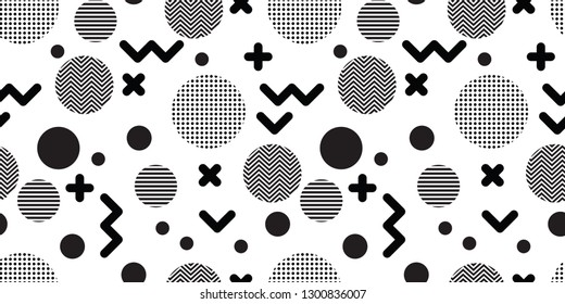 Seamless circles. Geometric pattern. Abstract geo texture. Fabric print, memphis style. 