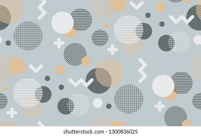 Seamless circles. Geometric pattern. Abstract geo texture. Fabric print, memphis style. 