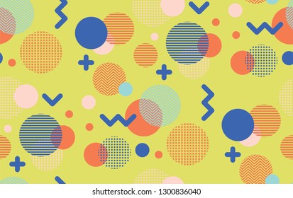 Seamless circles. Geometric pattern. Abstract geo texture. Fabric print, memphis style. 