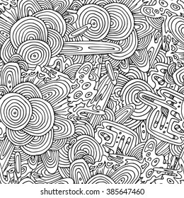 Seamless circles hand-drawn pattern, circles background.