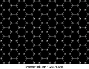 Seamless circles and hexagons mesh in gray tones on a black background.