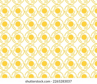 seamless circles modern pattern. white background geometry circle color seamless fabric sample. Yellow geometric pattern swatch vector illustration