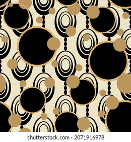 Seamless circles on abstract chain pattern. Vector Illustration.