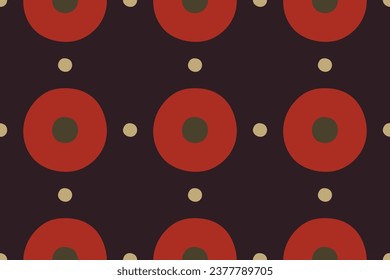 Seamless circles pattern round geometric shapes in red color minimal background design. Textile fabric swatch vector graphic digital illustration.