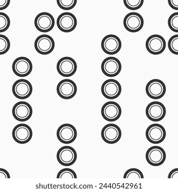 Seamless circles pattern. Stylish texture with circles arranged in a row. Seamless vector repeating background. Black circles isolated on white background.