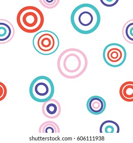 Seamless circles pattern with white background. Vector repeating texture.