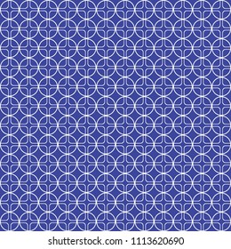 Seamless circles and squares blue pattern, background, vector illustration