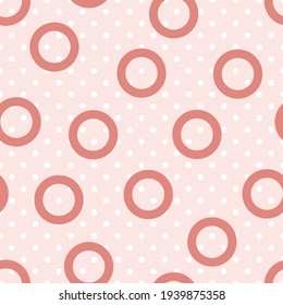 Seamless circles vector pattern. Repeat background with pink geometric elements. Trendy fashion print design. Modern illustration.