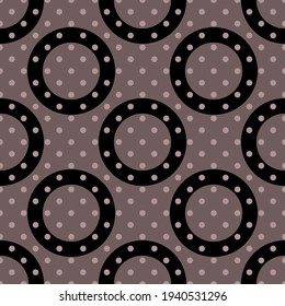 Seamless circles vector pattern. Repeat background with polka dot elements. Trendy brown geometric fashion print design. Modern illustration.