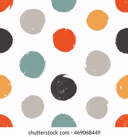 Seamless circles. Vector texture. Painted background with colored circles. 